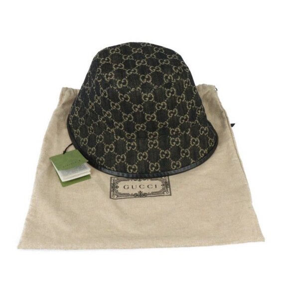 Gucci Bucket Hat GG Canvas Leather Black Beige Hat main image 4